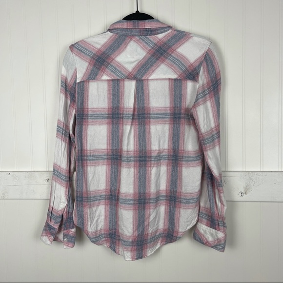 RAILS Hunter Button Down Flannel Shirt White & Peony - Picture 5 of 7